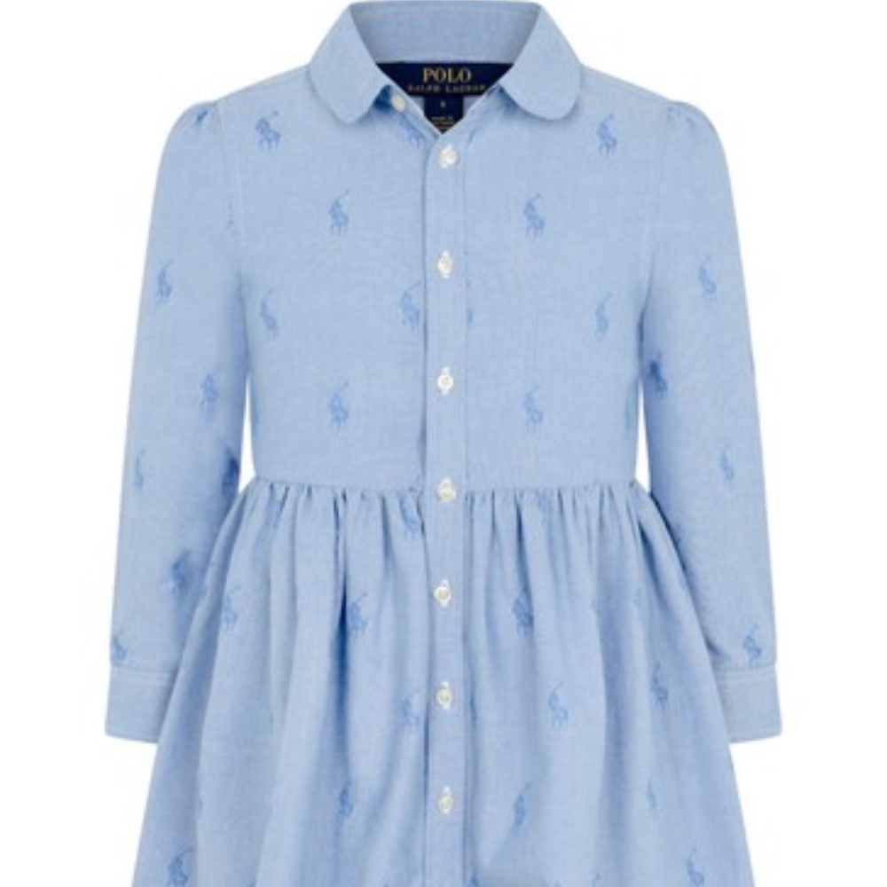 Ralph Lauren Polo Oxford Logo Dress Girls Sz 5 & 8